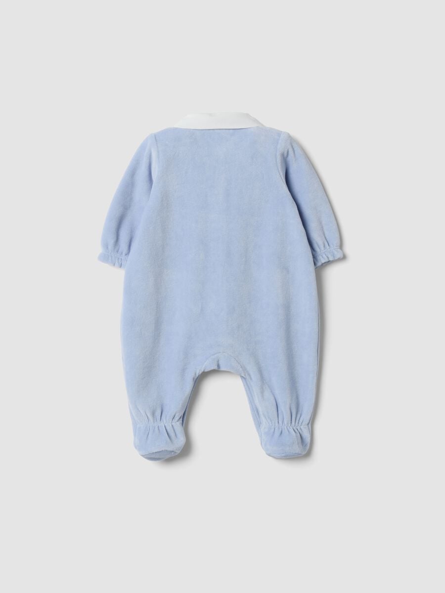 Tutina azzurra in misto cotone organico con colletto_1