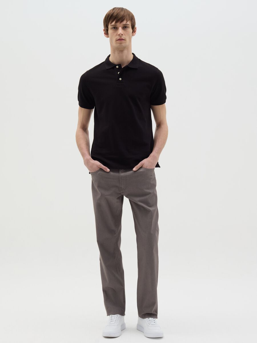Five-pocket trousers with micro weave_0