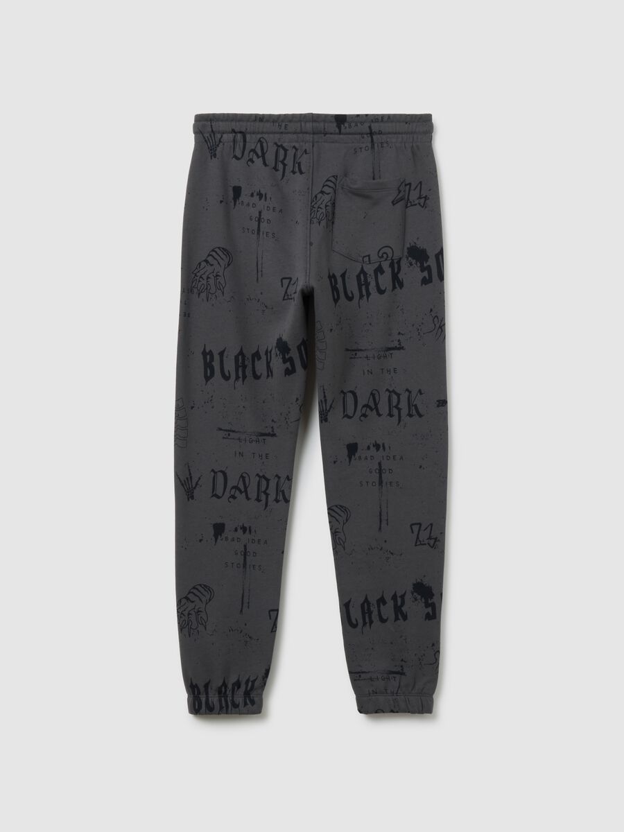 Pantaloni grigi da ragazzo in puro cotone regular fit con stampe_4