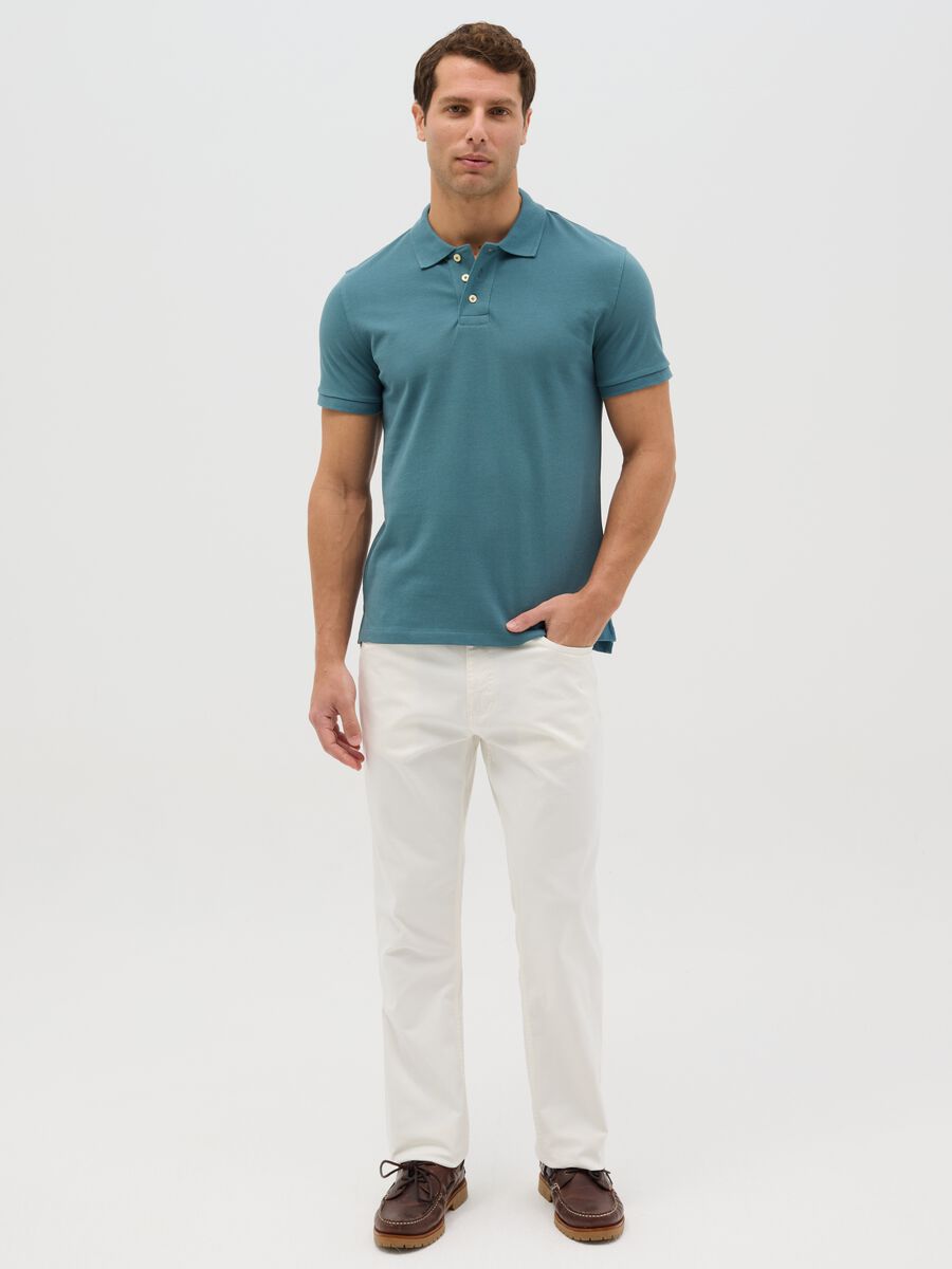 Slim Blue Cotton Polo_1