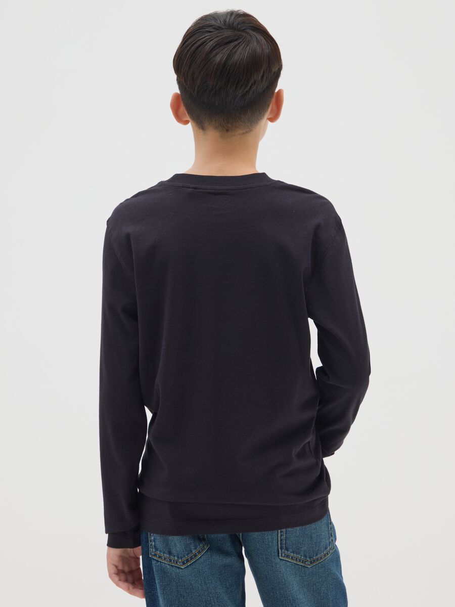 T-shirt da ragazzo in puro cotone nero regular fit_1