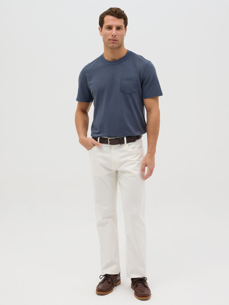 Blue cotton T-shirt with pocket_1