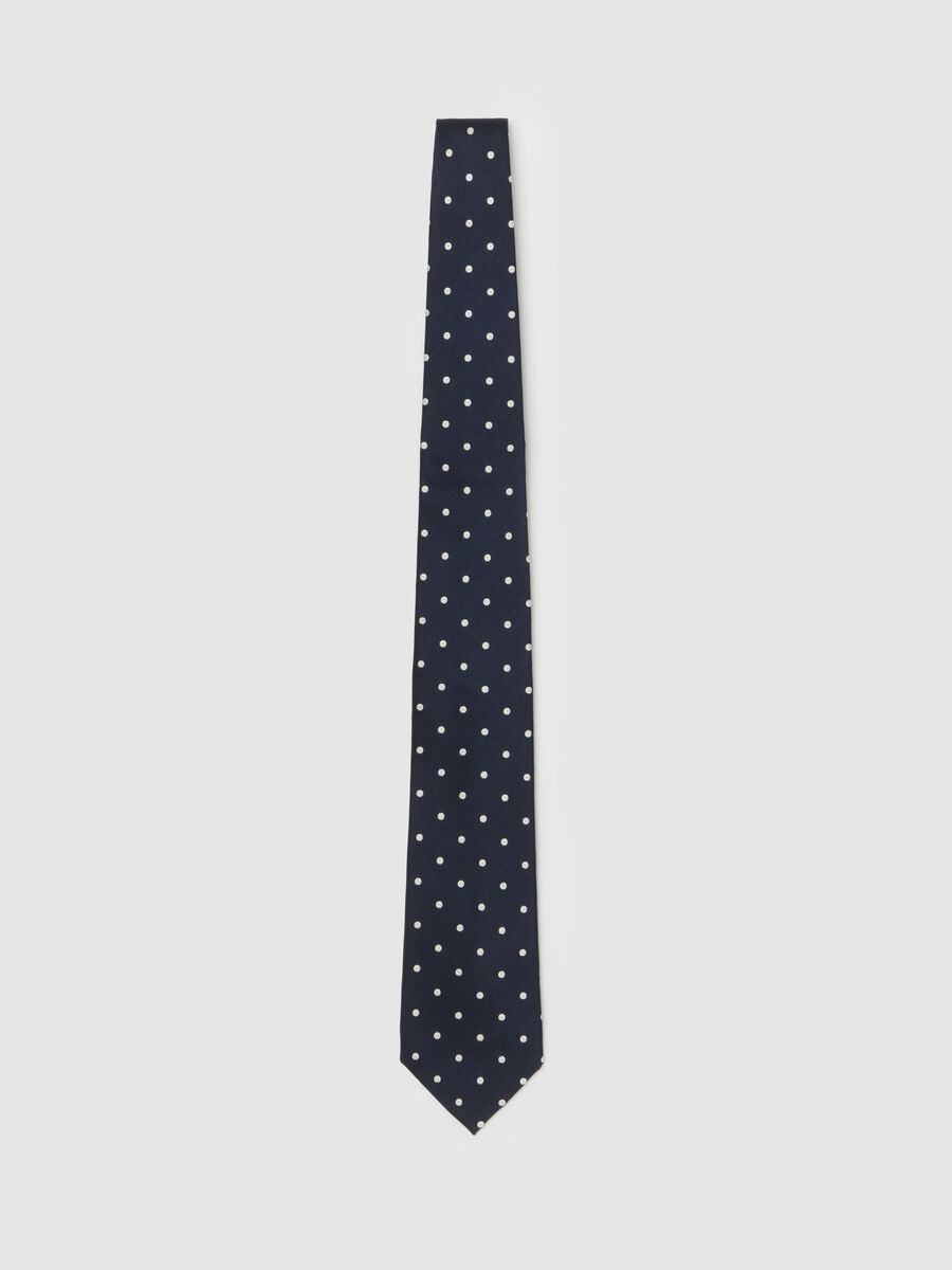 Silk tie with polka dot pattern_0