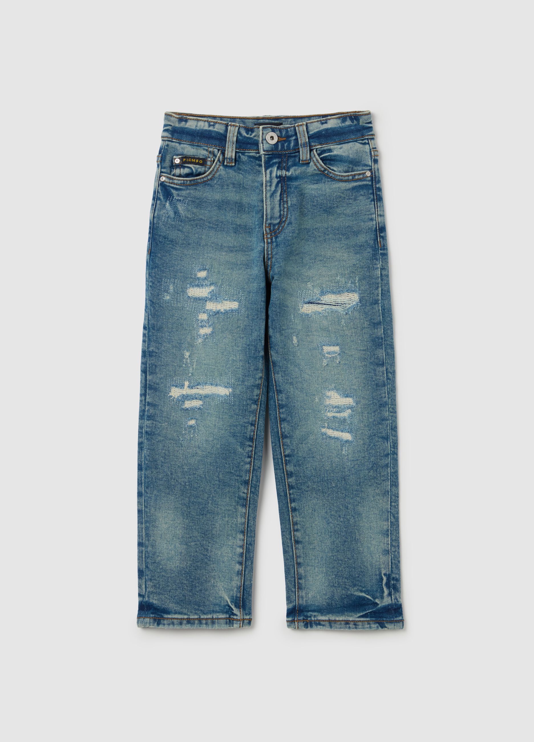 Regular-fit jeans with five pockets and abrasions