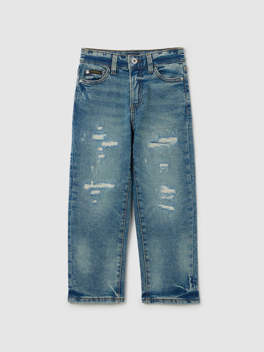 Regular-fit jeans with five pockets and abrasions_0