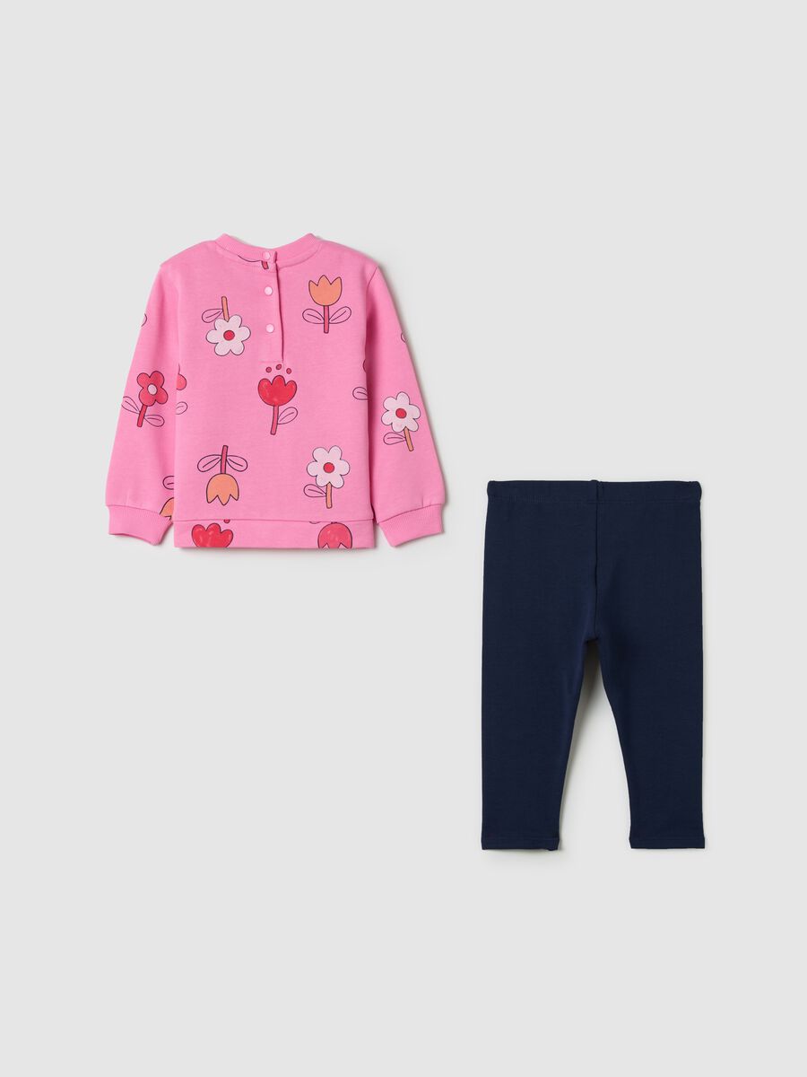 Cotton jogging set with flowers print_1