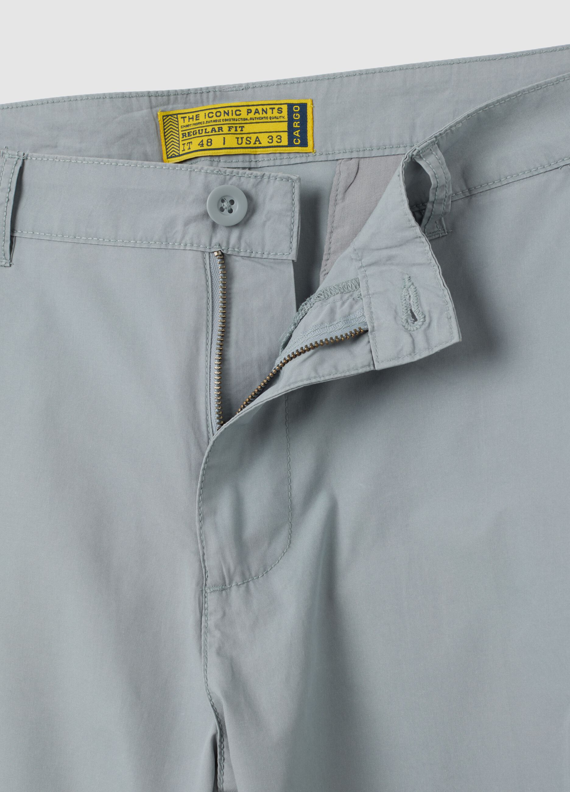 Pantaloncini da uomo in puro cotone grigio regular fit