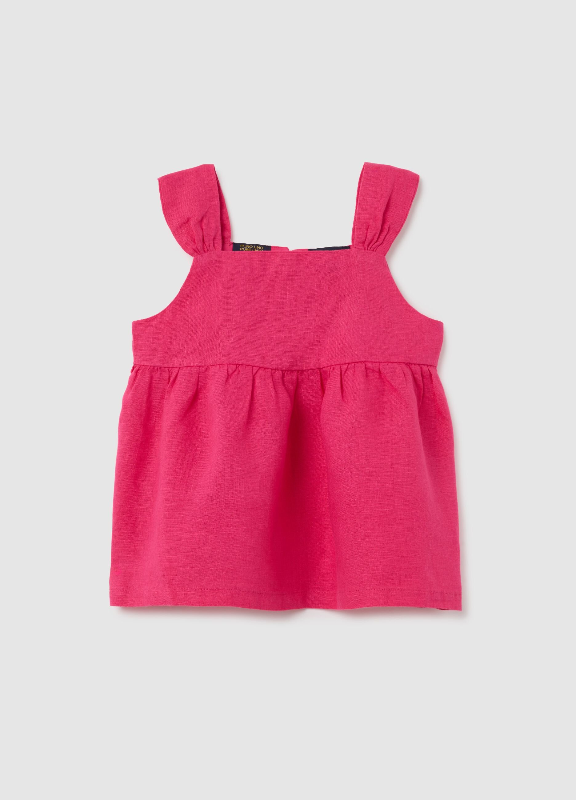 Abitino da bambina in lino rosa regular fit