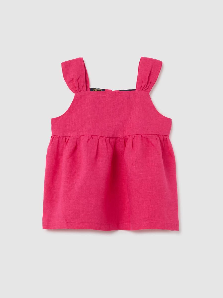 Regular fit girl’s pink linen dress_3