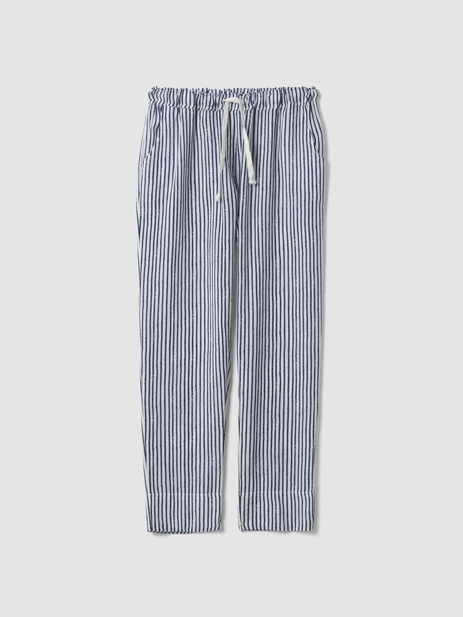 Blue striped pure cotton regular-fit trousers_4