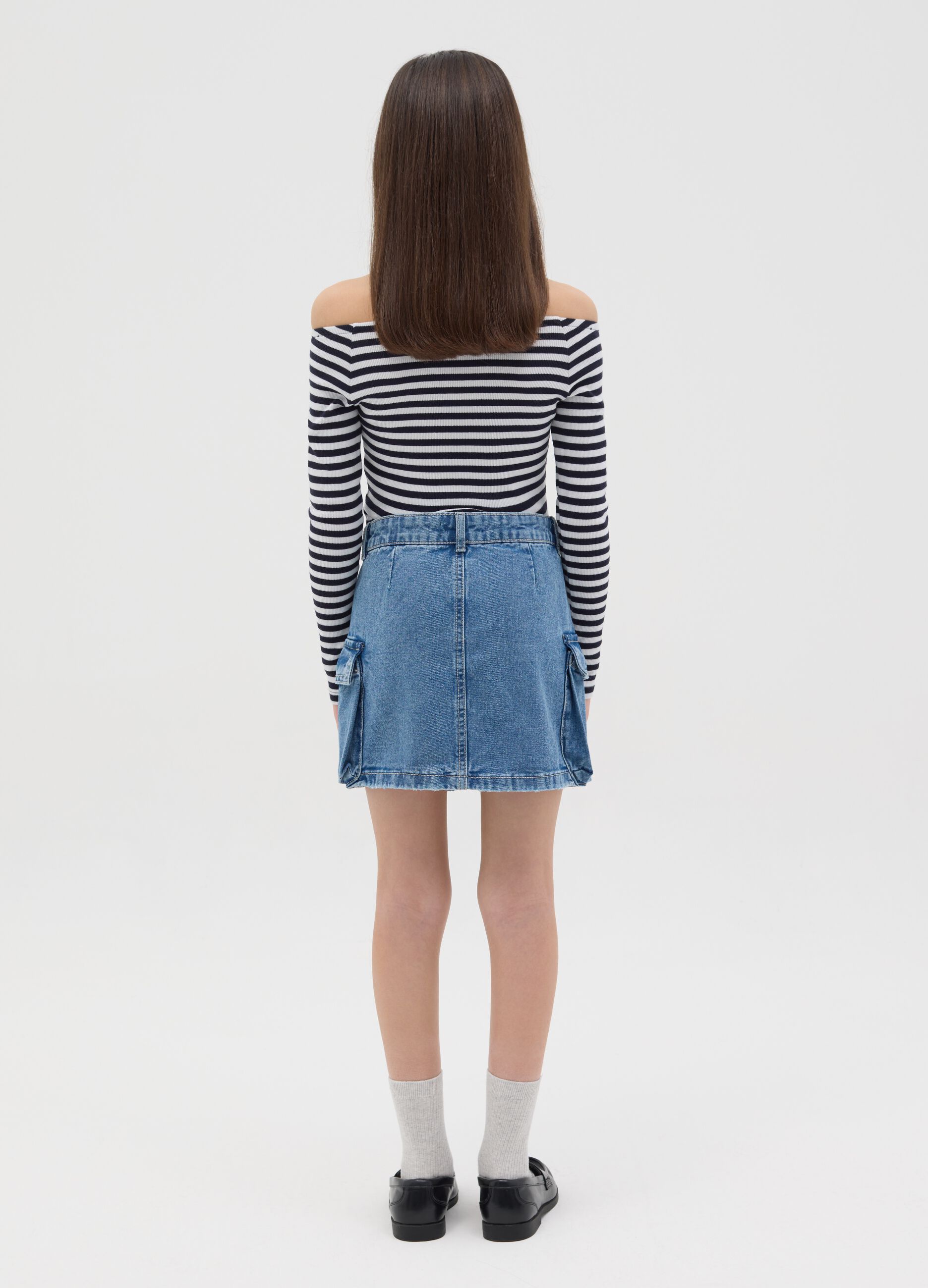 Minigonna cargo in denim