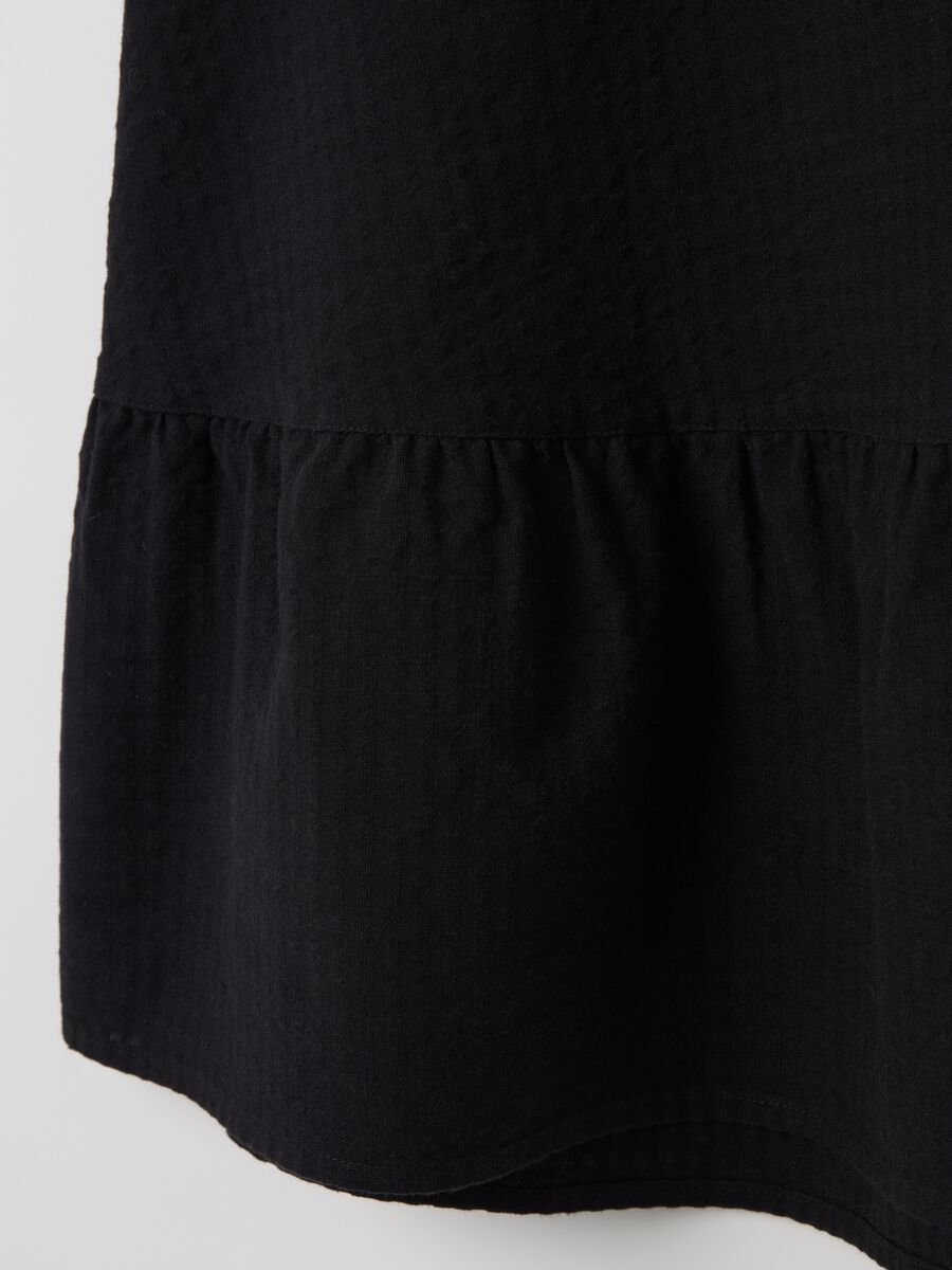 Women’s black dress in 100% cotton with regular fit and square neckline_5