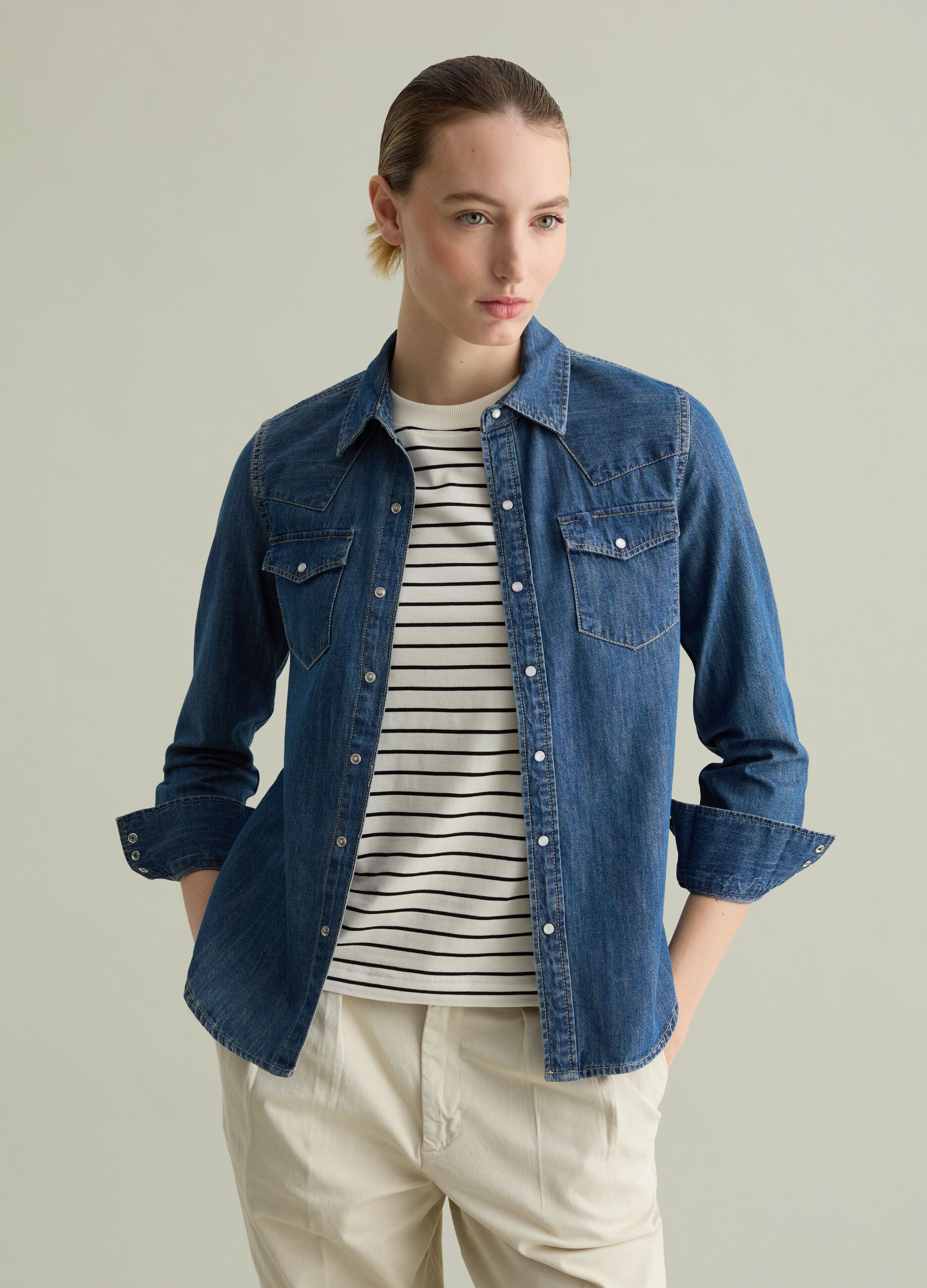Camicia western in denim