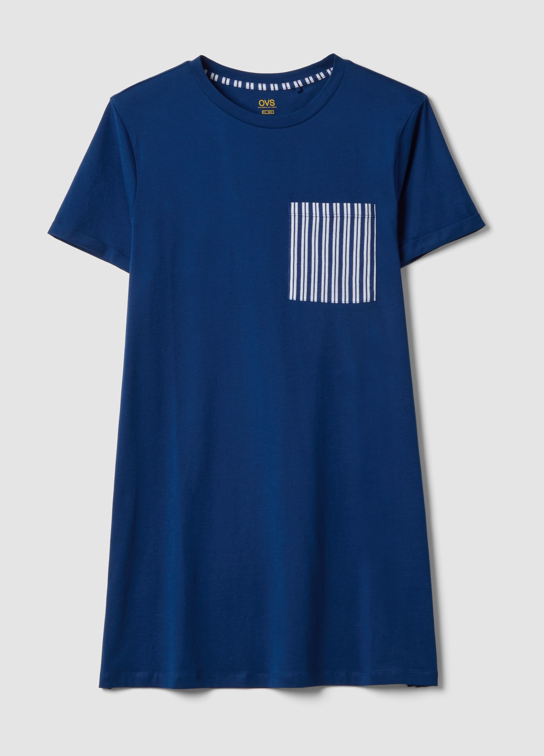 Blue pure organic cotton nightshirt with chest pocket