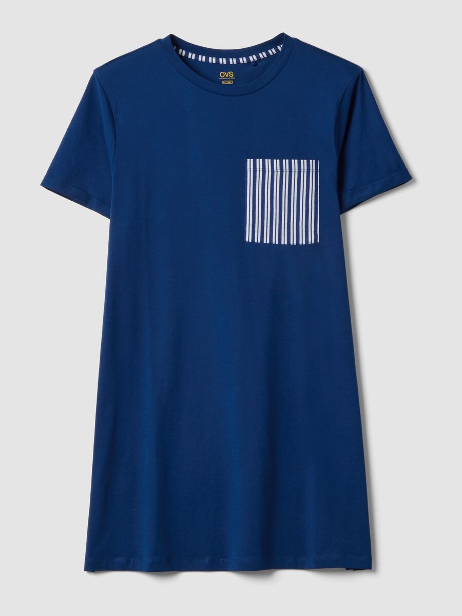 Blue pure organic cotton nightshirt with chest pocket_4