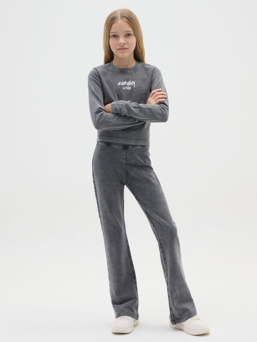 Grey Stretch Flare Trousers_0