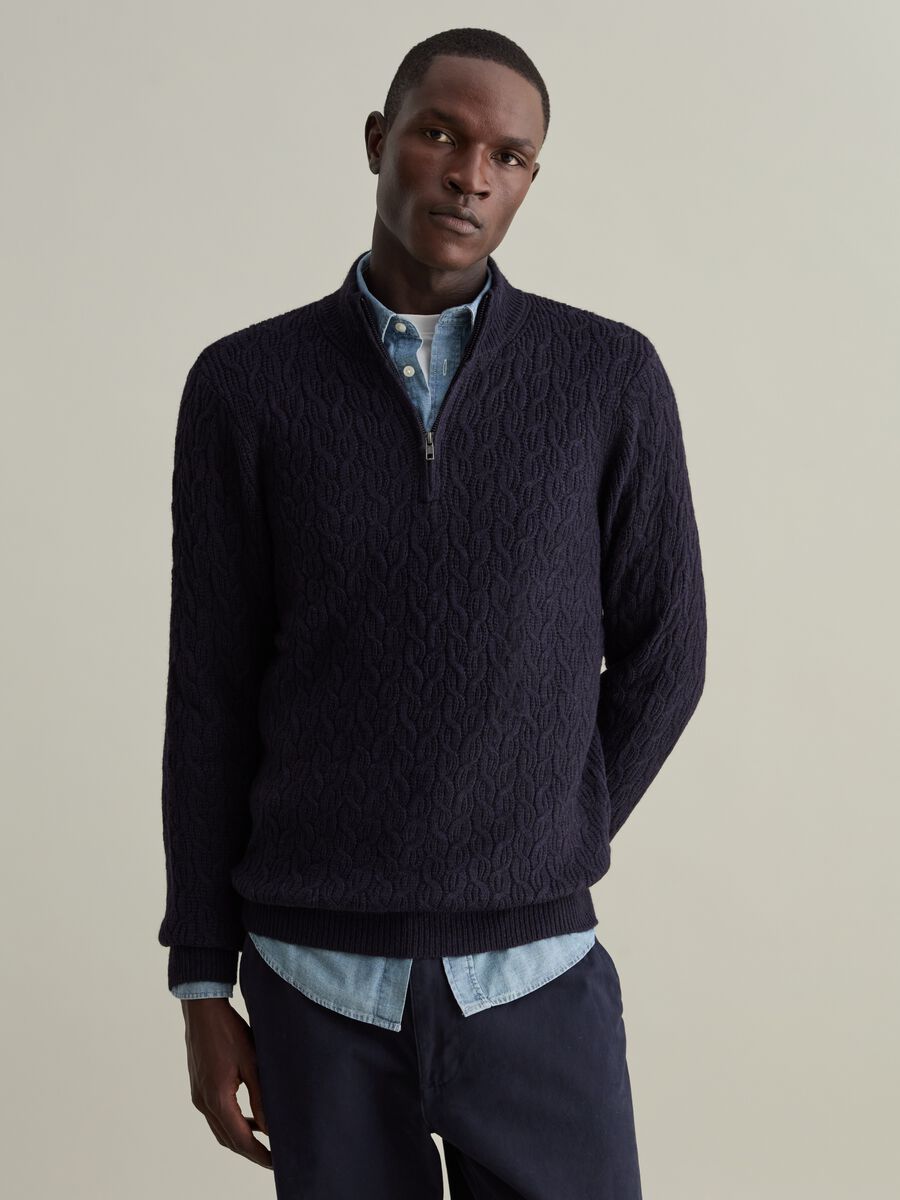 Pullover half-zip a trecce_0