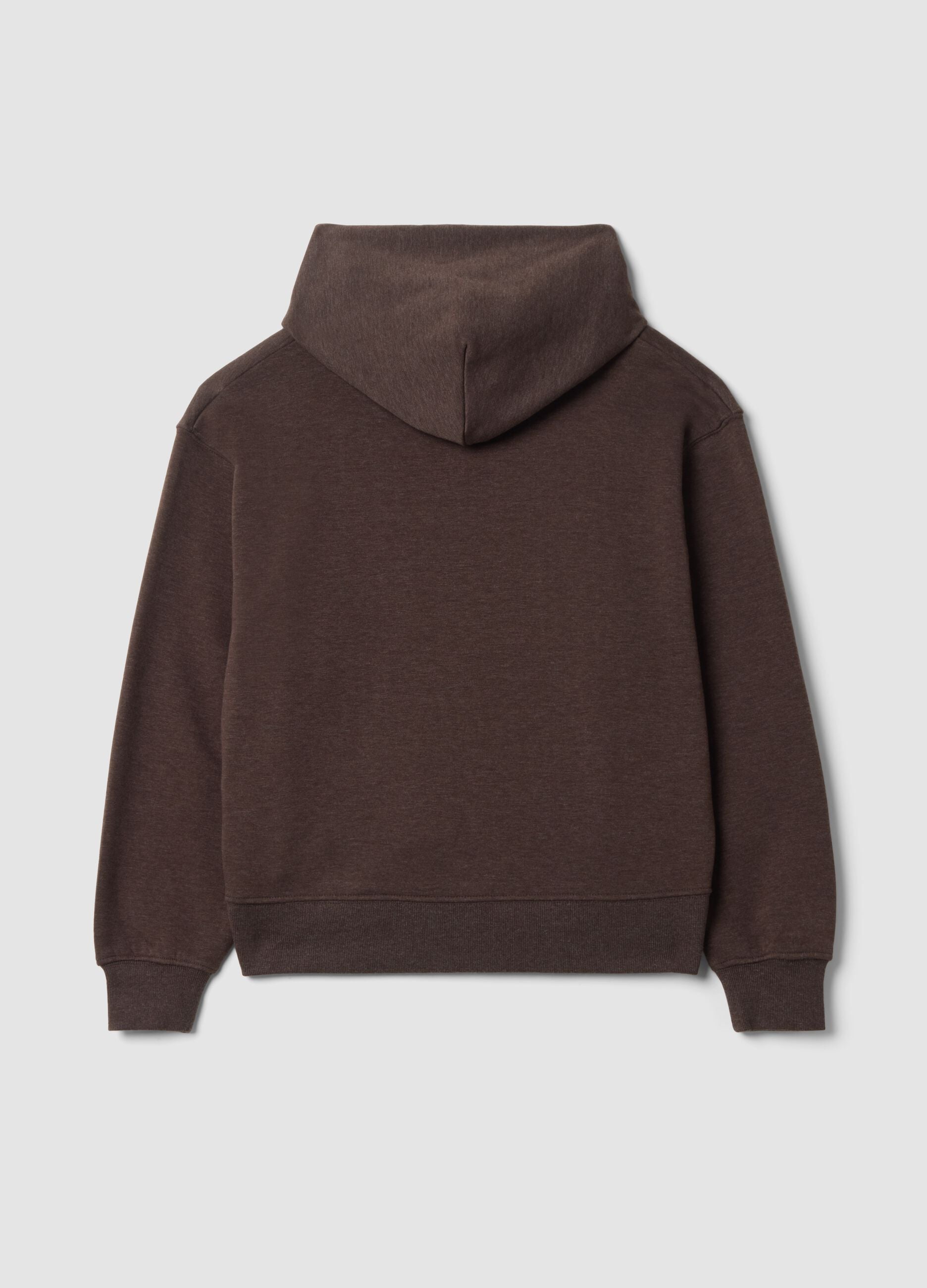 Brown cotton-blend fleece hoodie in a regular fit
