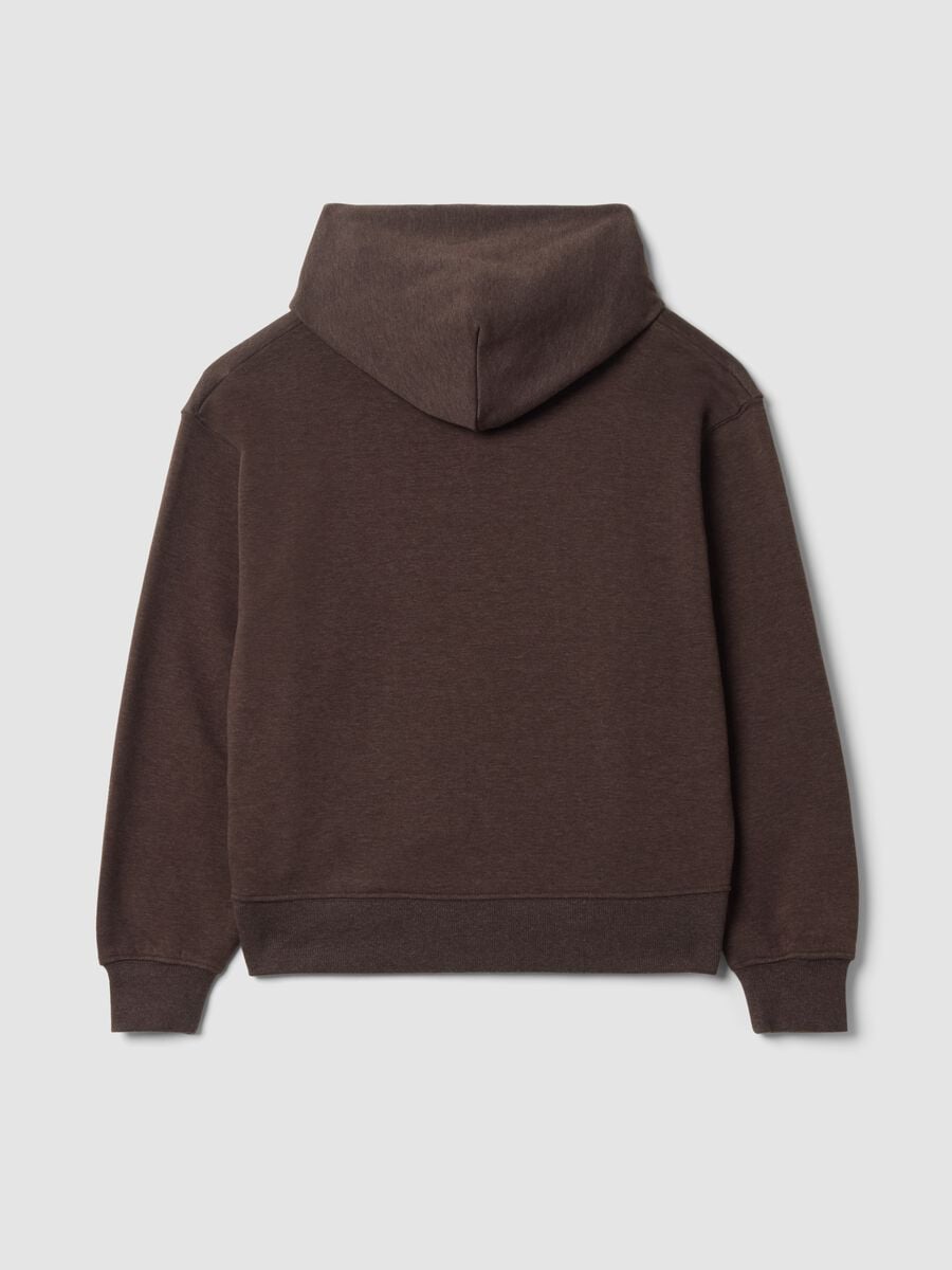 Brown cotton-blend fleece hoodie in a regular fit_2