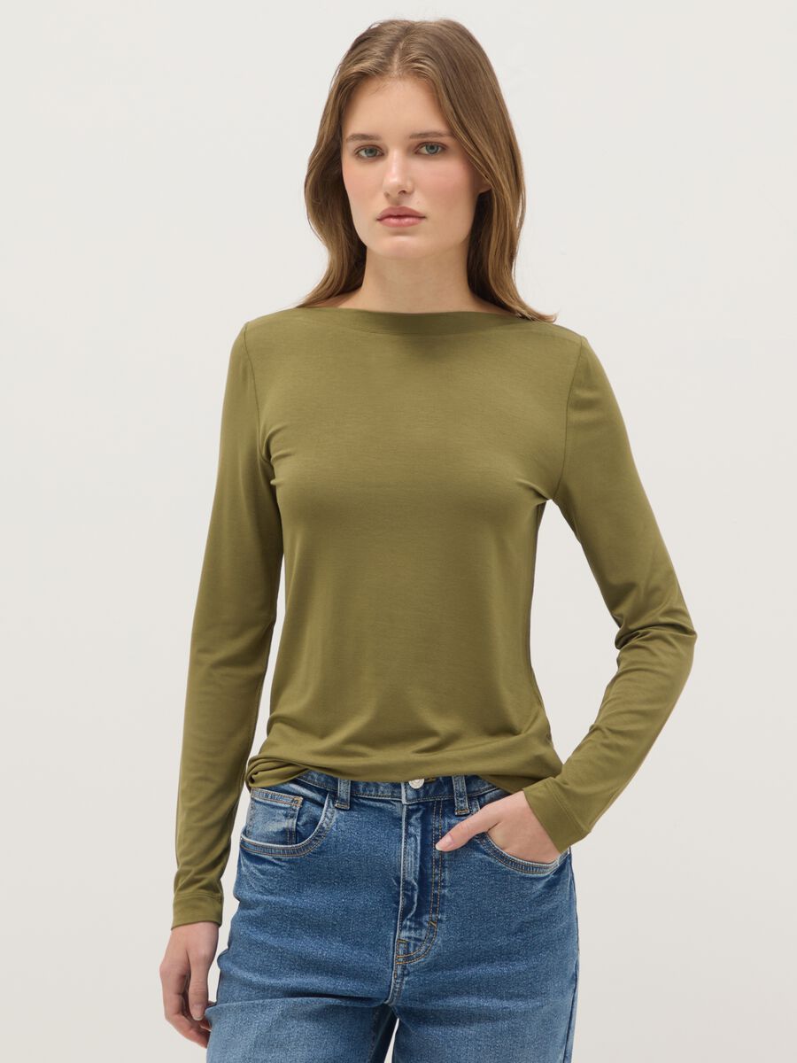 Green crew neck long sleeve regular fit t-shirt_0