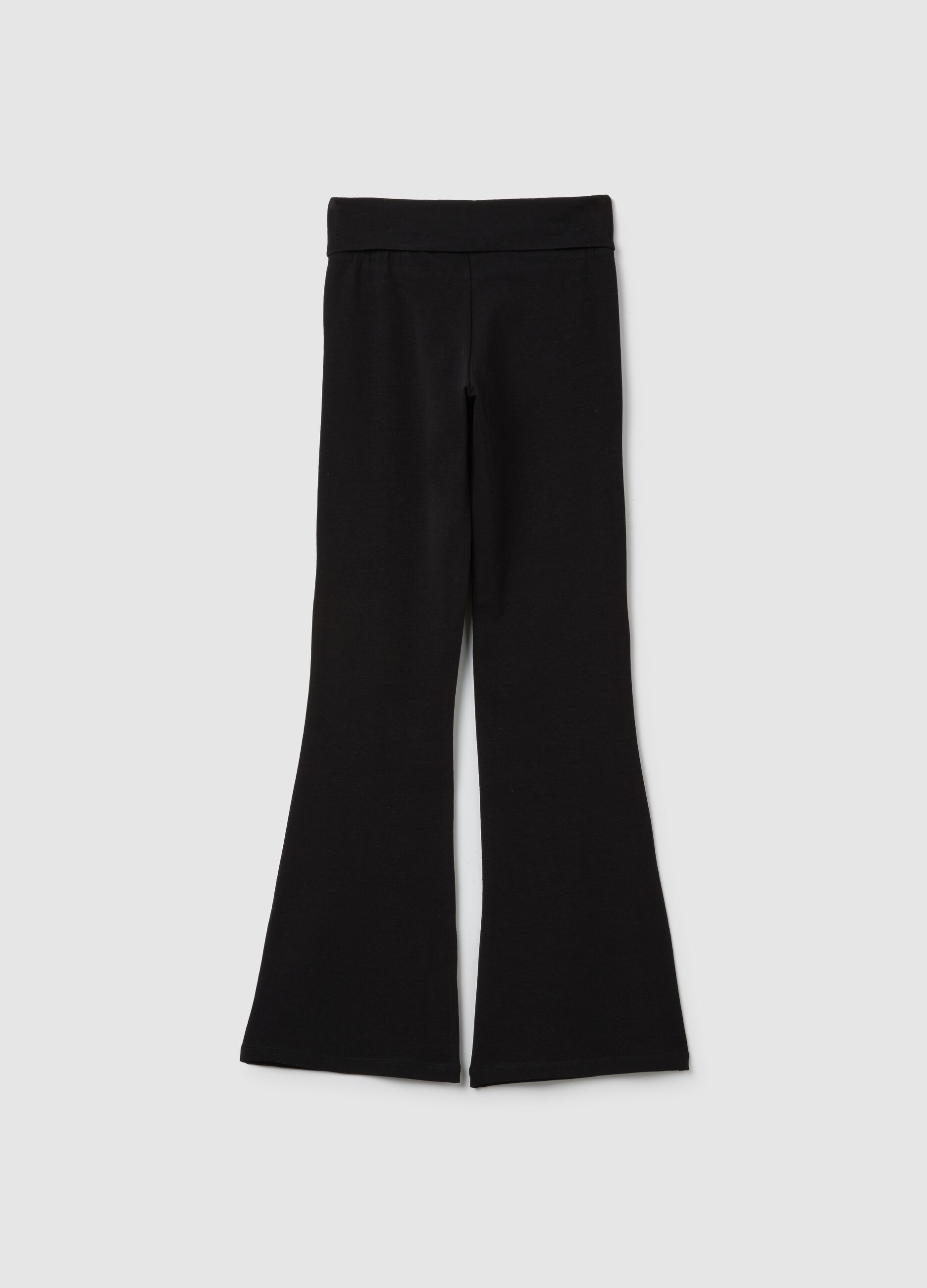 Girls' Black Stretch Cotton Trousers