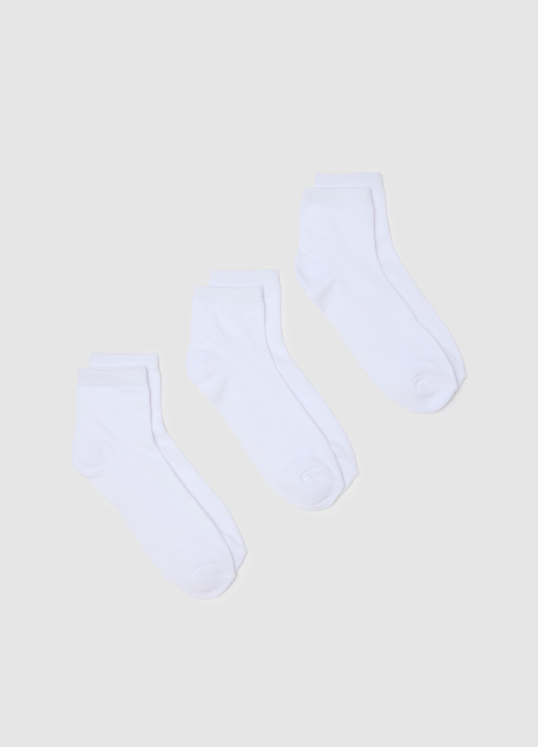 White regular fit cotton-blend sports socks tripack