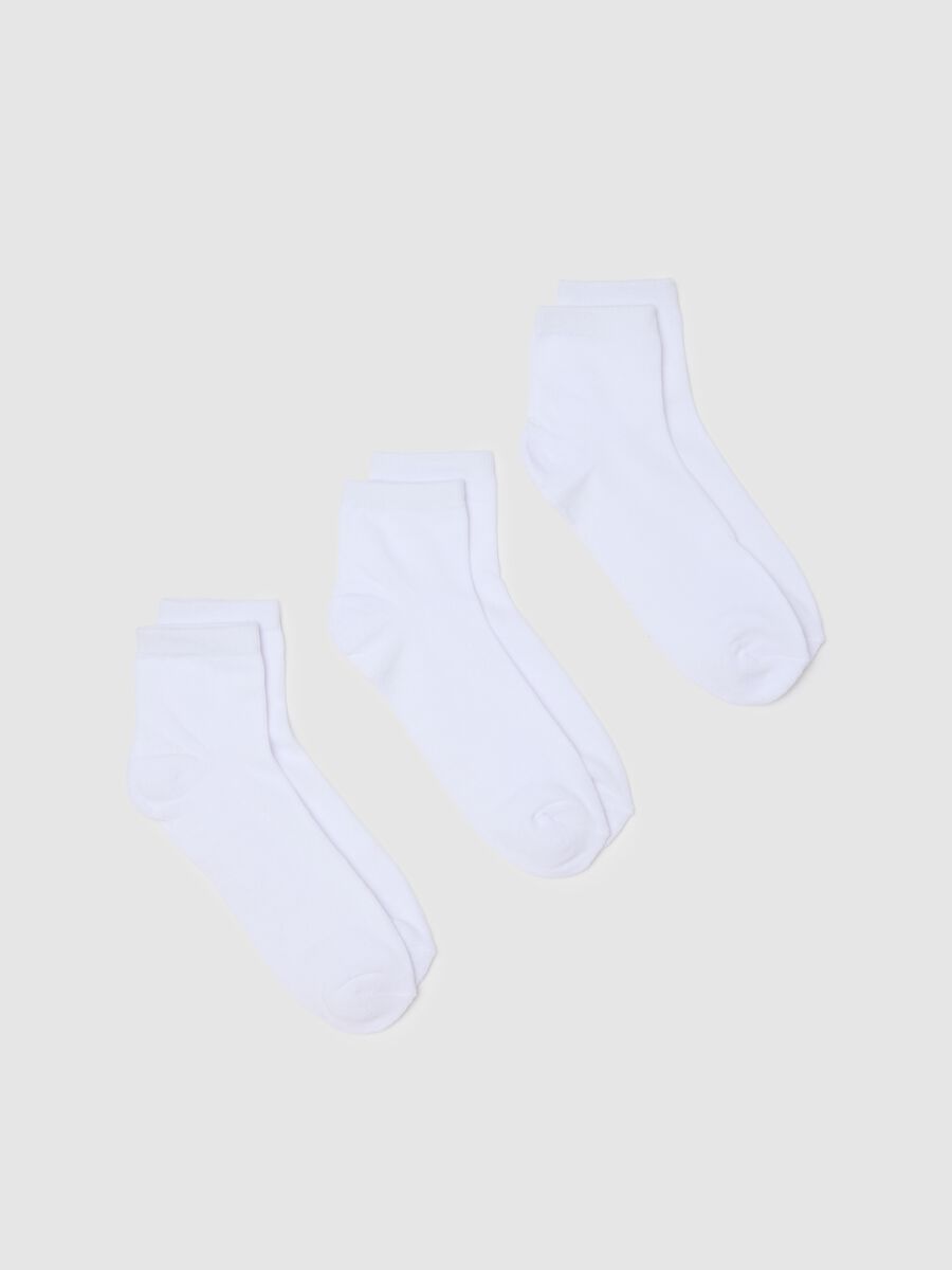 White regular fit cotton-blend sports socks tripack_0