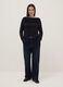 Black stretch viscose long sleeve top with boat neckline and regular fit_1