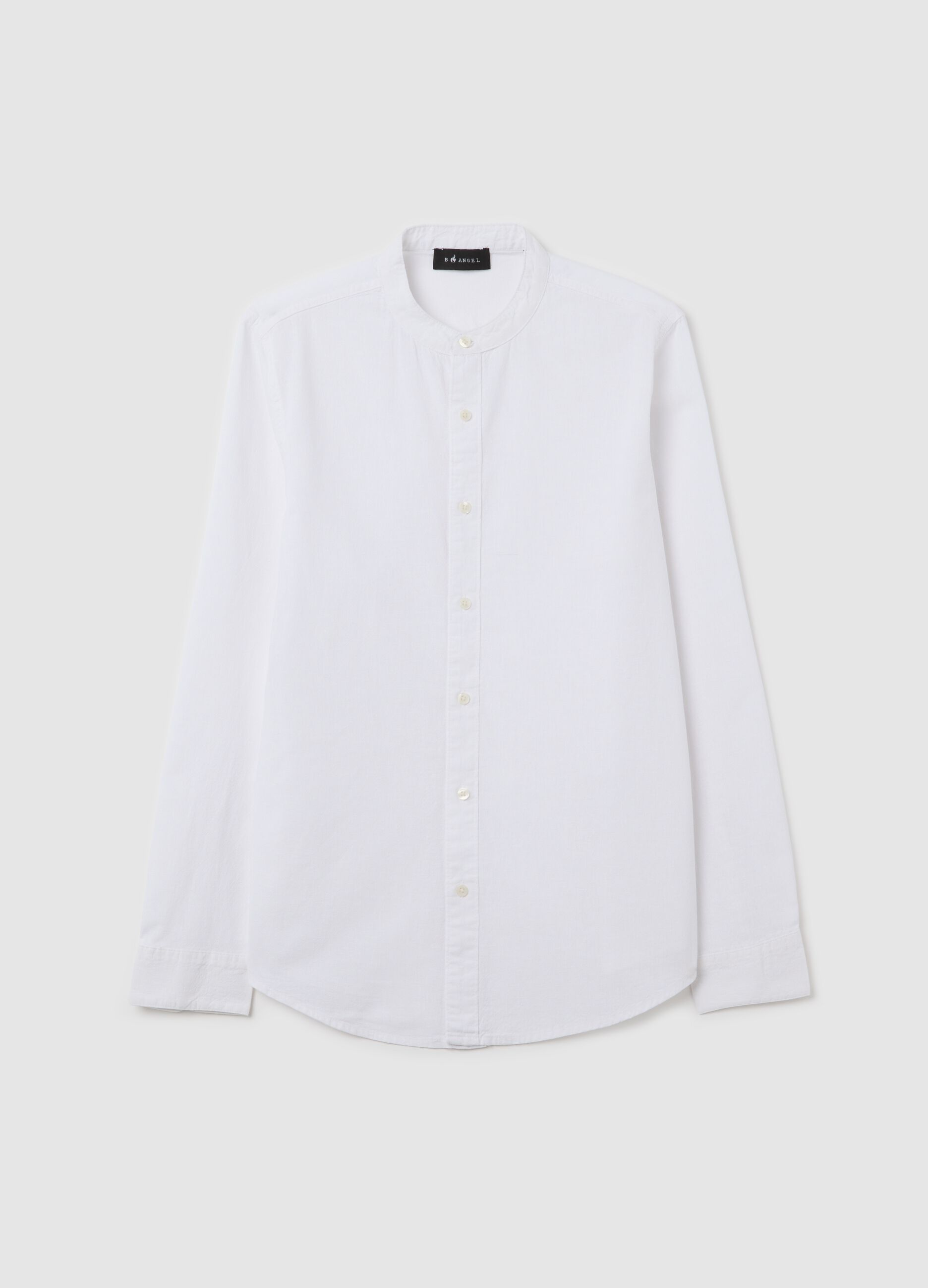 Casual long-sleeve white shirt in cotton and linen