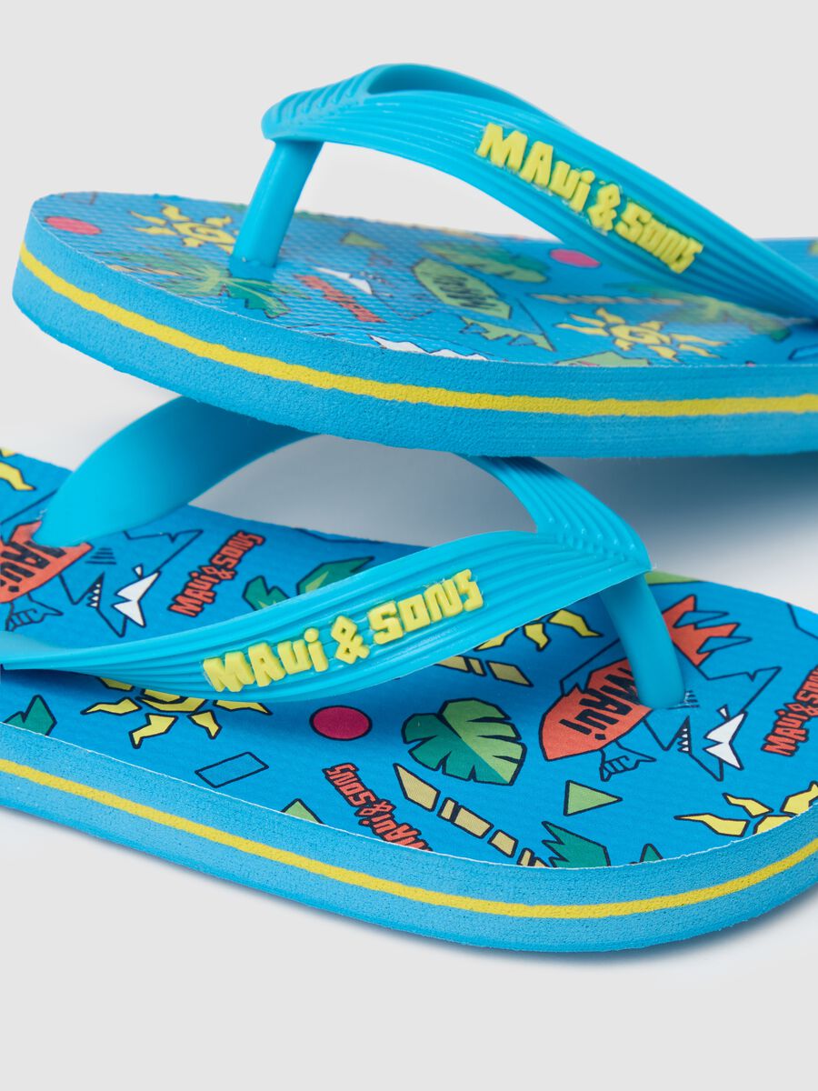 Children's multicolor PVC flip-flops with tropical print_1