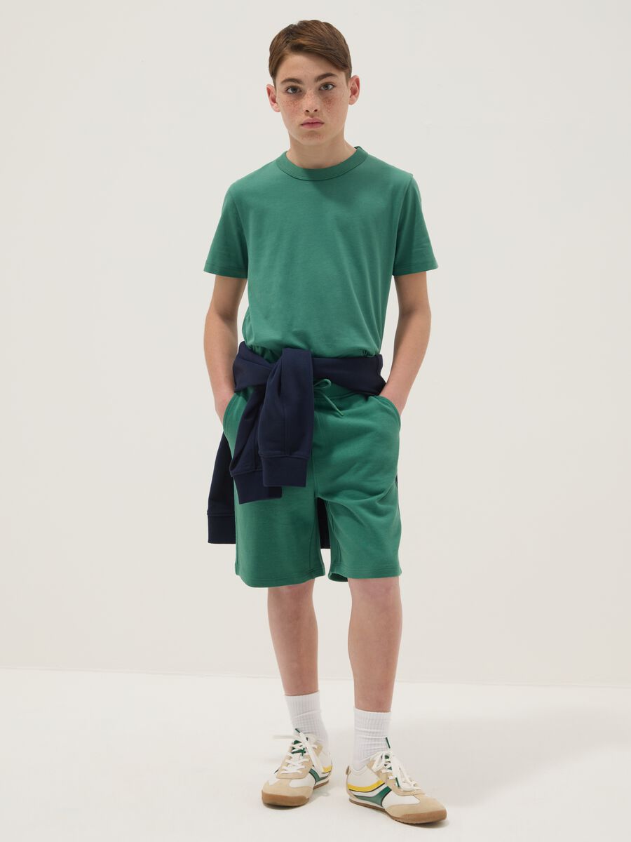 Boys&rsquo; green pure cotton shorts, relaxed fit_0