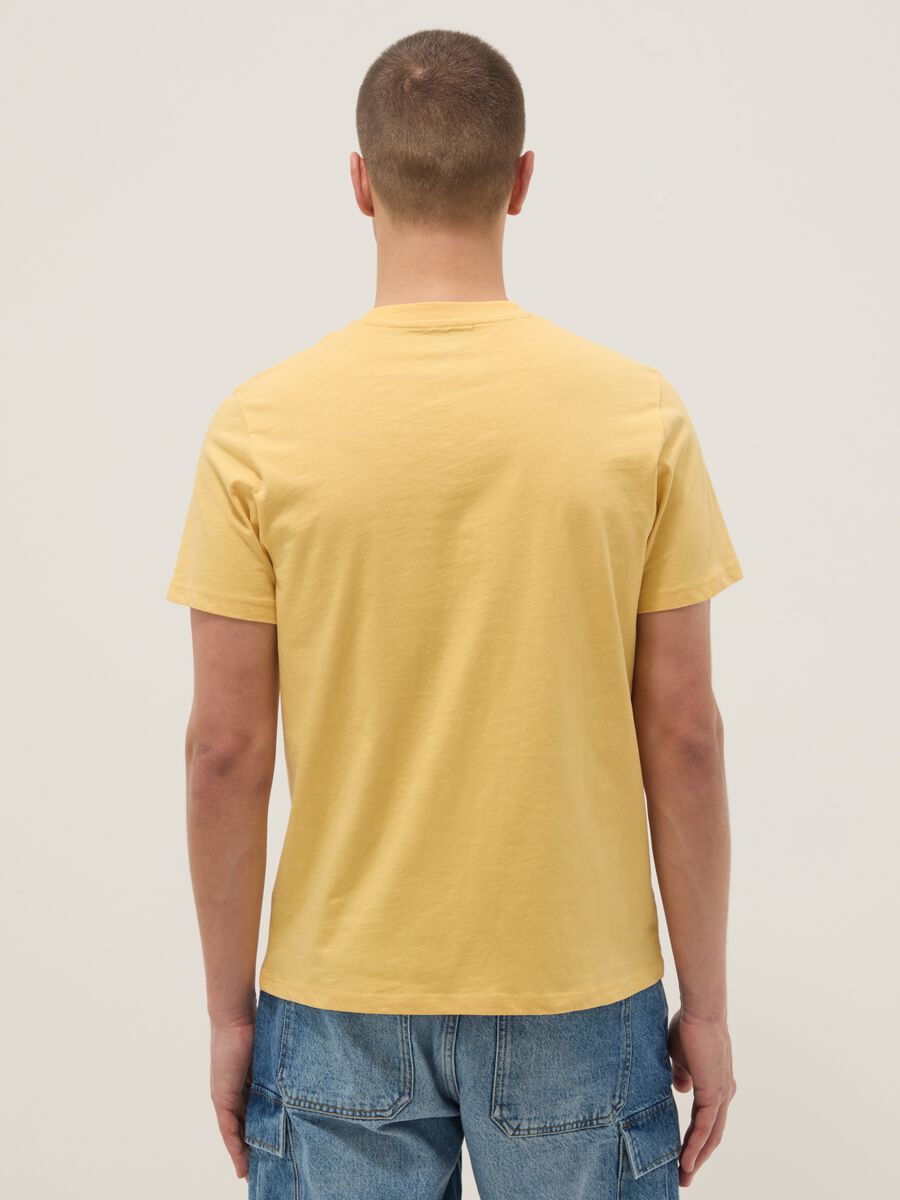 Yellow short sleeve pure cotton t-shirt regular fit_3