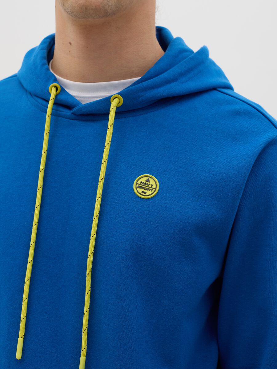 Blue sweatshirt with hood and logo_2