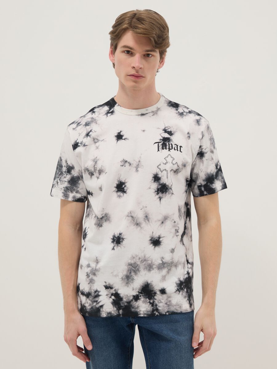 Multicolour pure cotton regular fit T-shirt with Tupac print_0