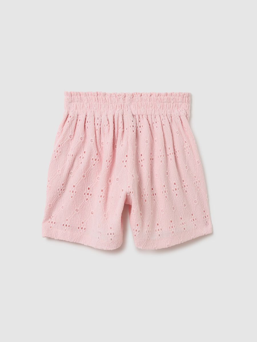 Girl's pink stretch fabric shorts_1