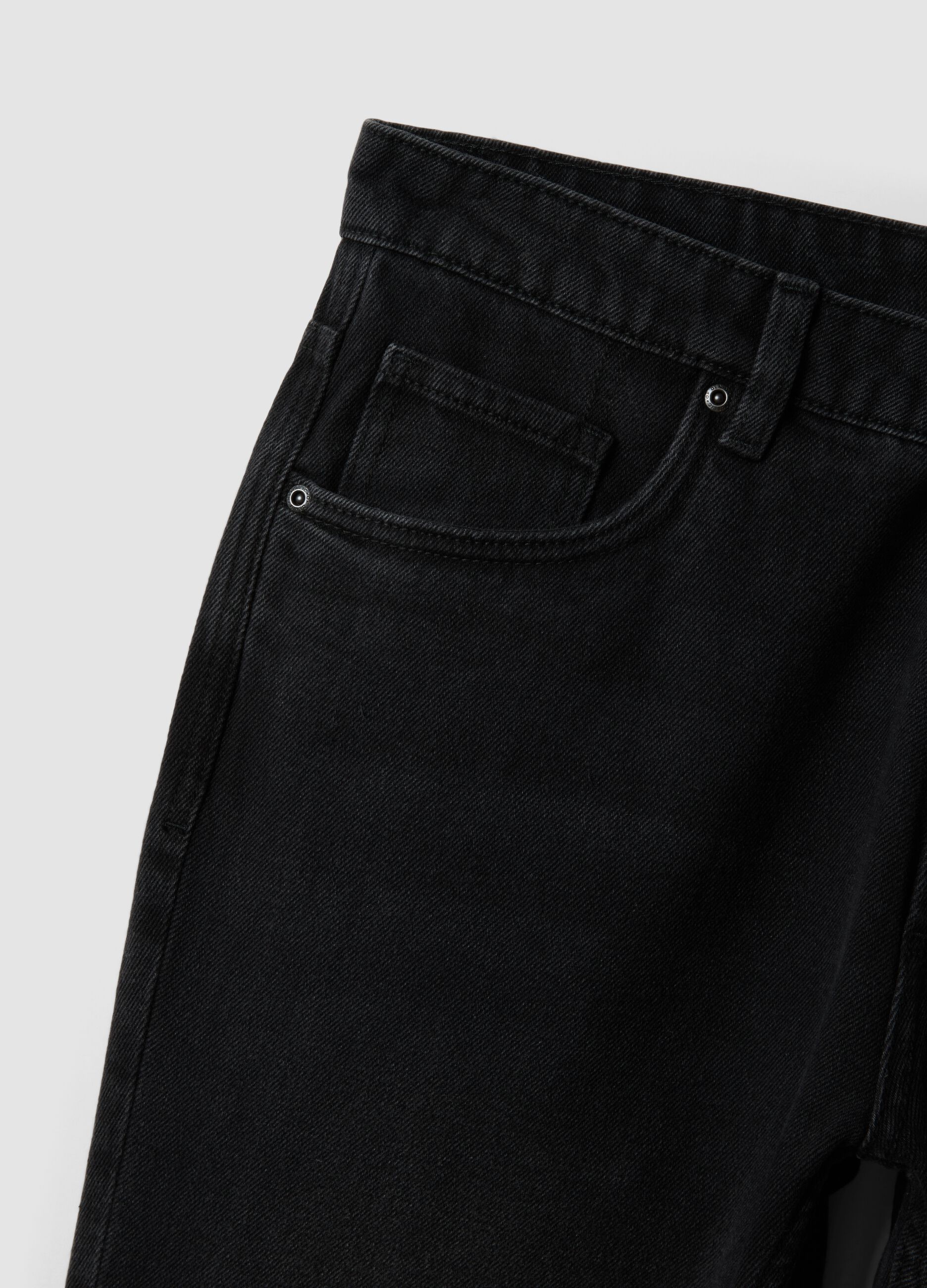 Black denim jeans in cotton-viscose blend, regular fit