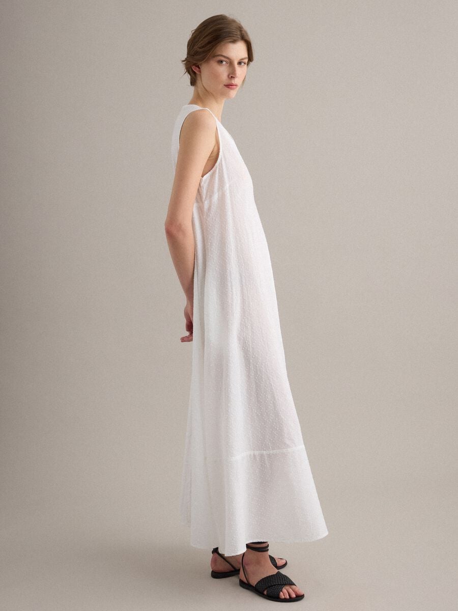 Abito maxi bianco in puro cotone_0