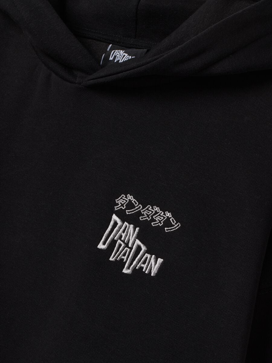 Black cotton-blend hoodie with Dan and Dan print_1
