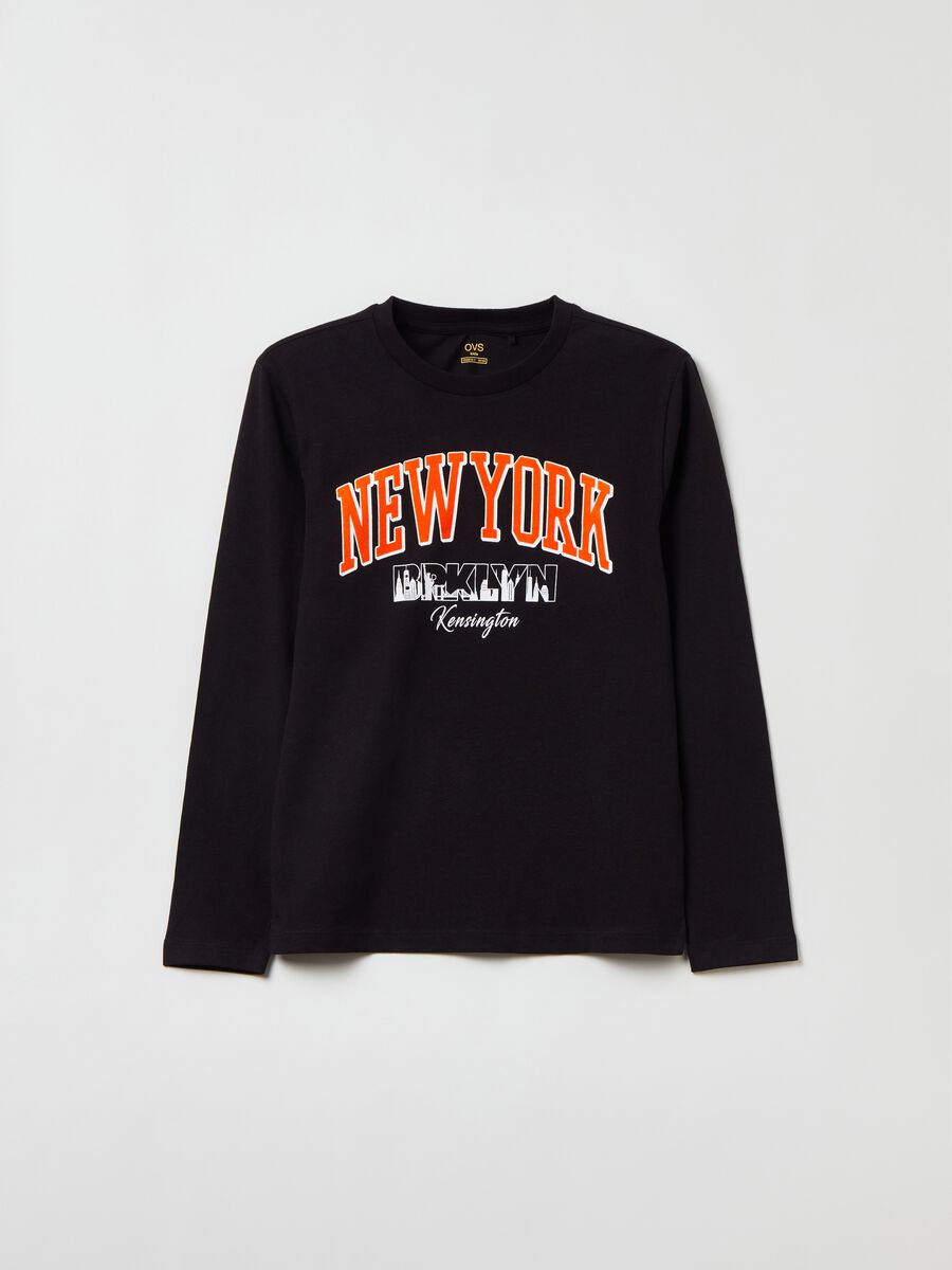 T-shirt a maniche lunghe stampa New York_2