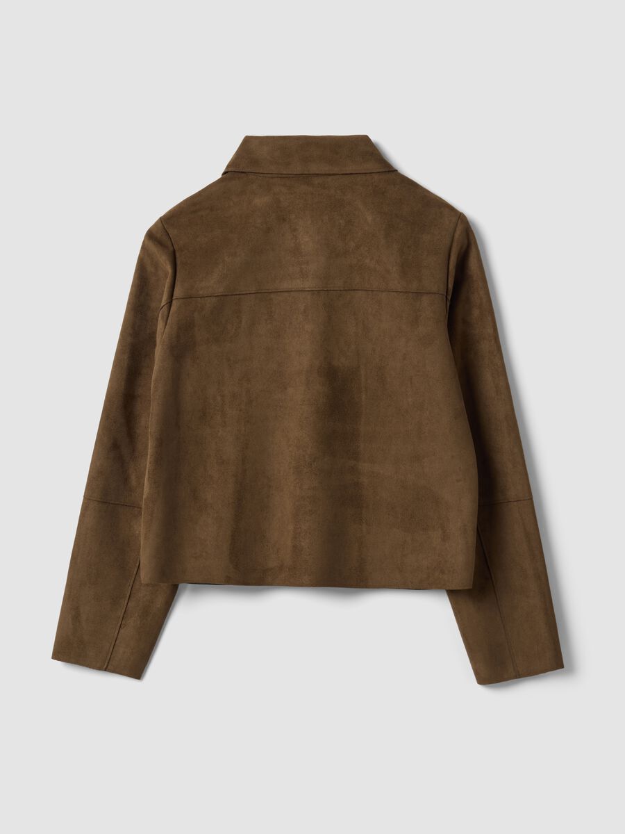Brown regular-fit shacket with patch pockets_2