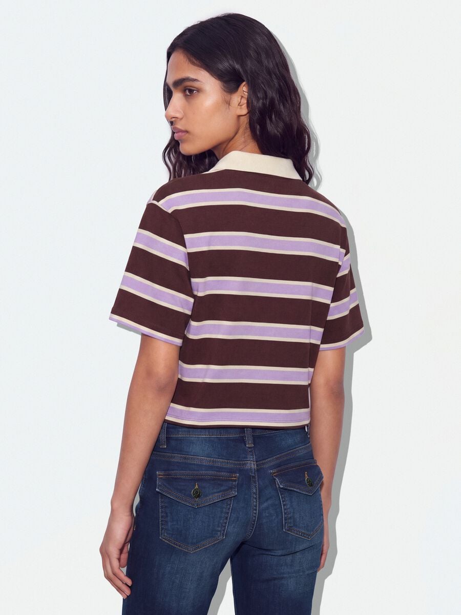 Polo marrone in puro cotone a righe over fit_2