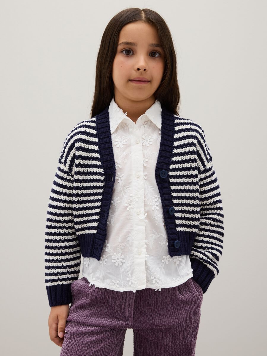 Girls' multicolour blue cotton cardigan - regular fit_0