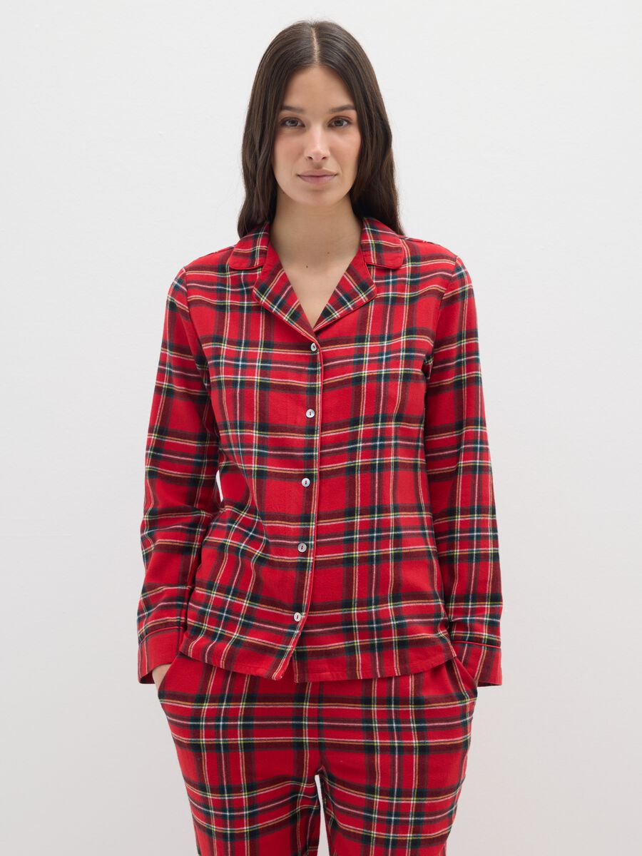 Multicolour plaid pure cotton pyjamas, regular fit_1