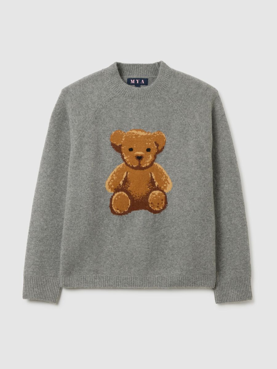 Maglione grigio con stampa_0