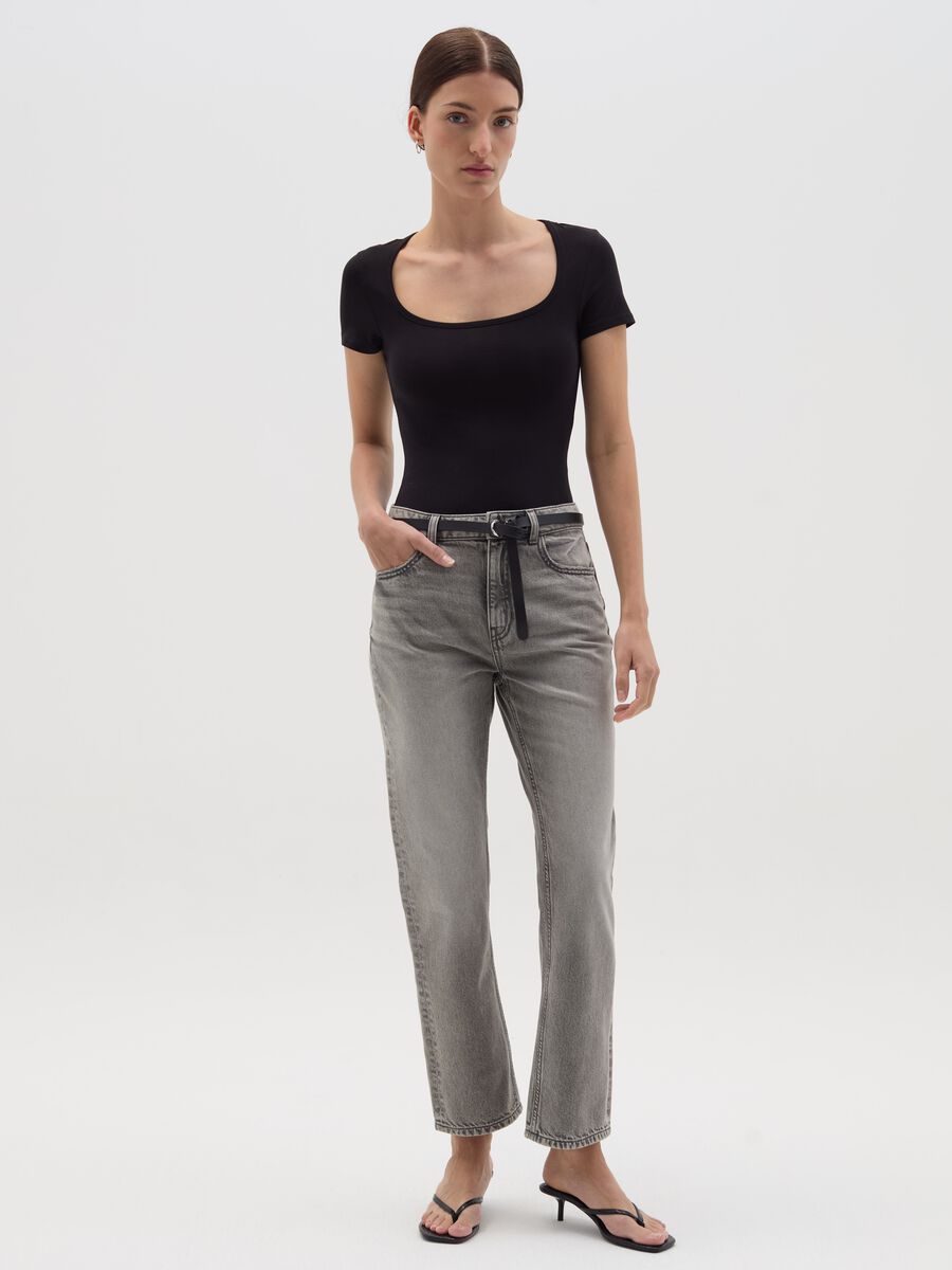 Solid colour bodysuit with short sleeves_0