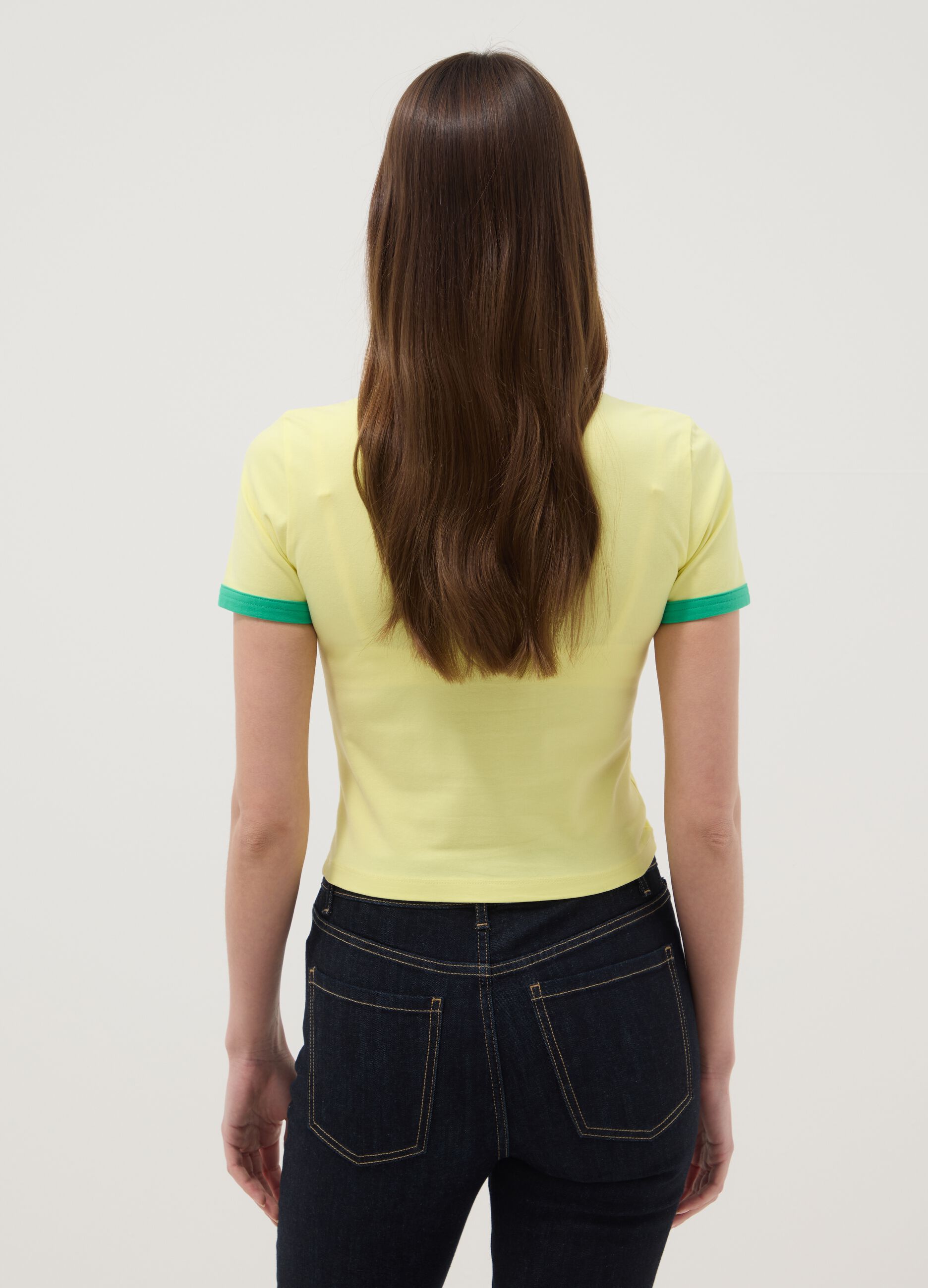 Tank top in cotone elasticizzato giallo regular fit con stampa Brasile