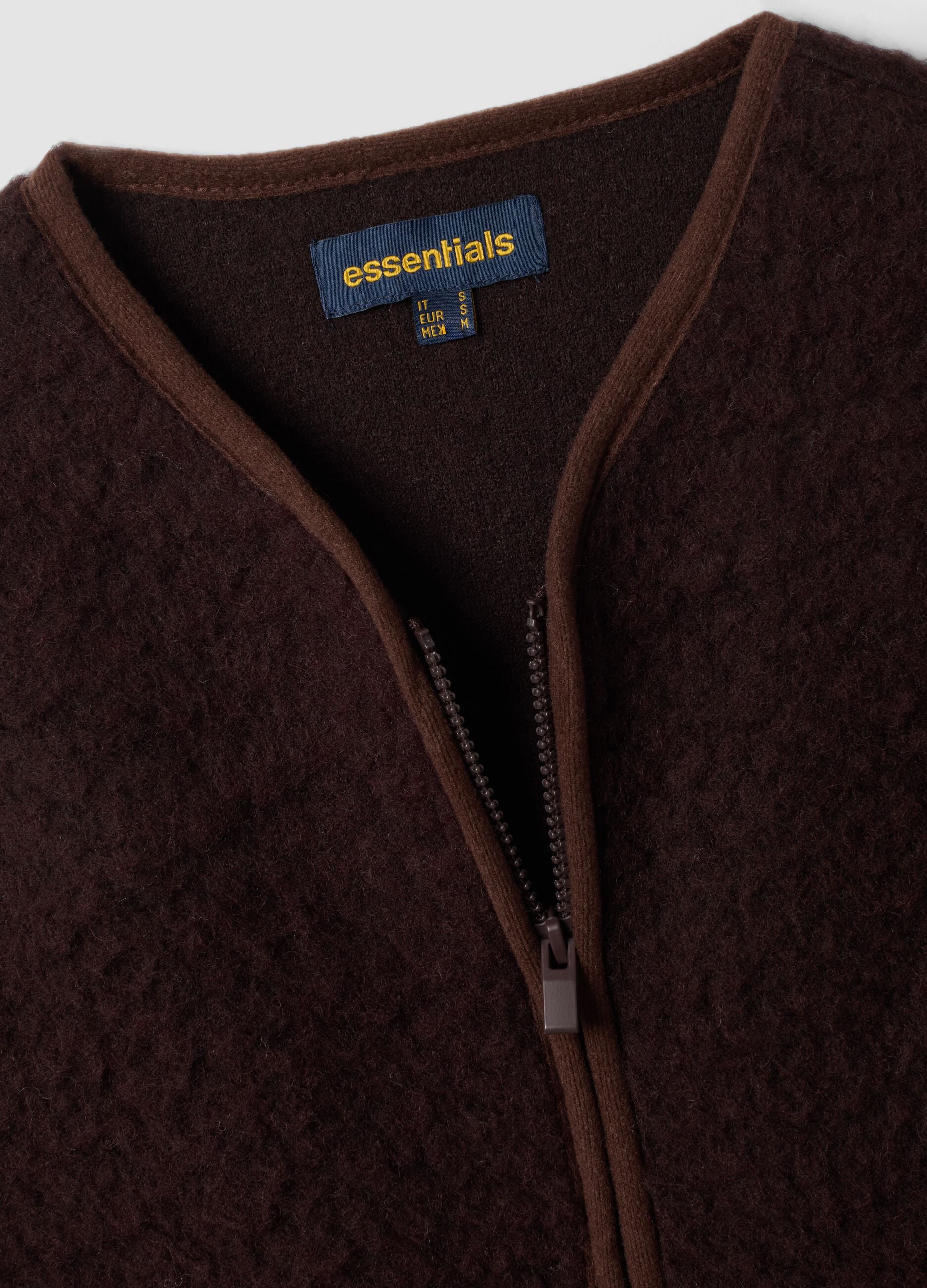 Brown oversized gilet in wool-blend sherpa