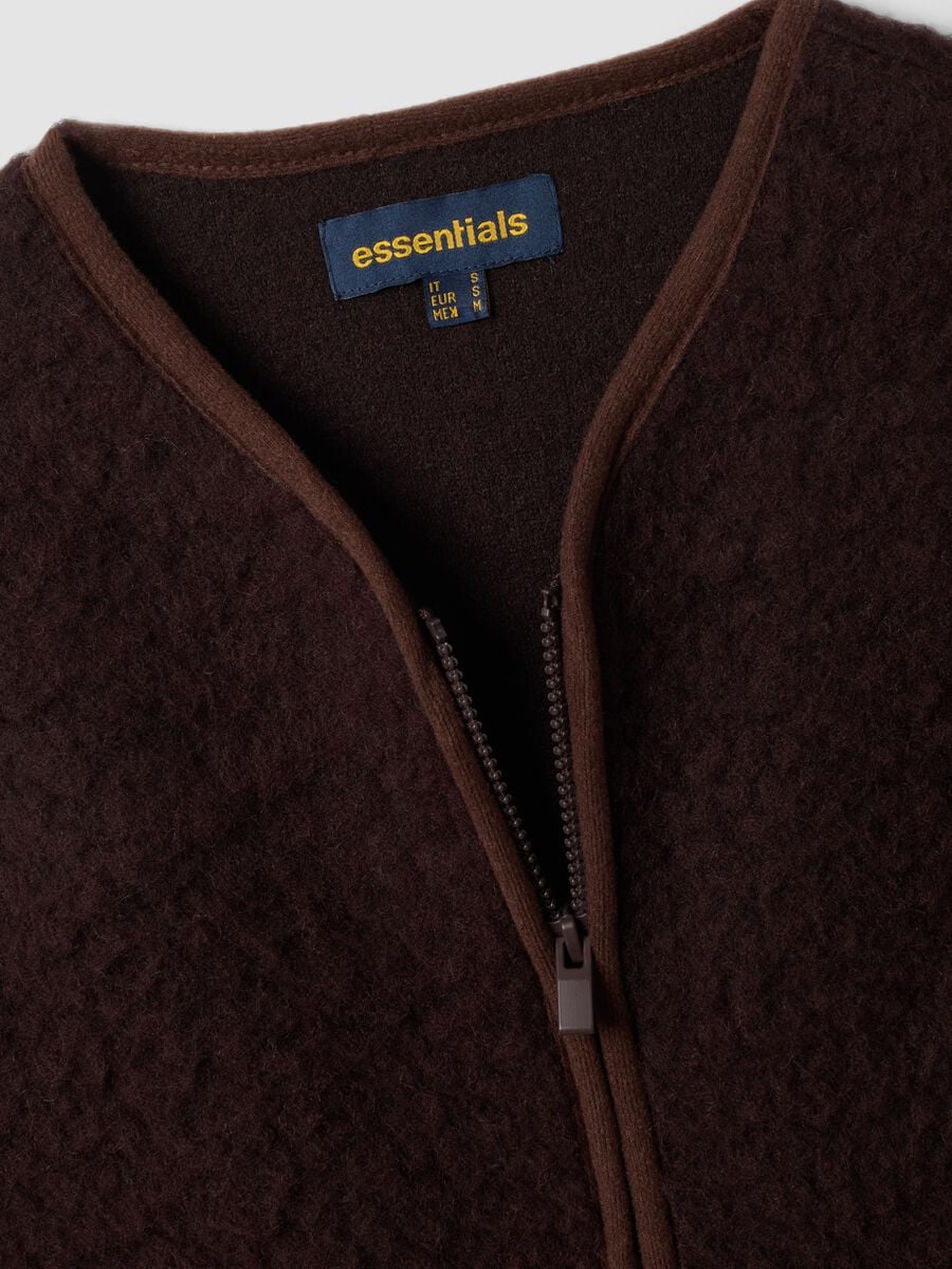 Brown oversized gilet in wool-blend sherpa_2