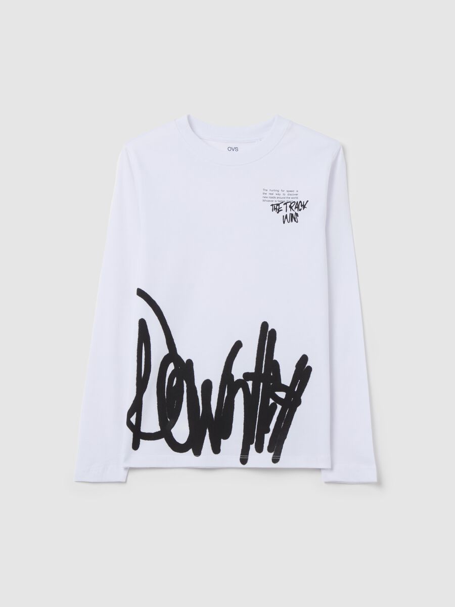 Cotton T-shirt with print and long sleeves_3