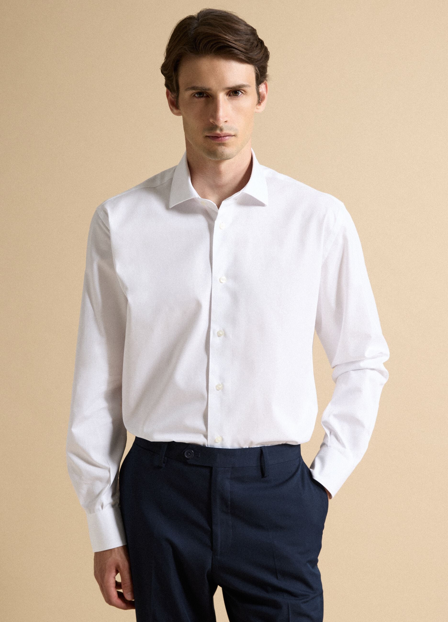 White pure cotton shirt with classic collar